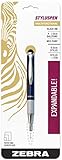 Zebra Pen Telescopic StylusPen, Ball Point, 1.0 mm, Black Ink, Midnight Blue (33621)