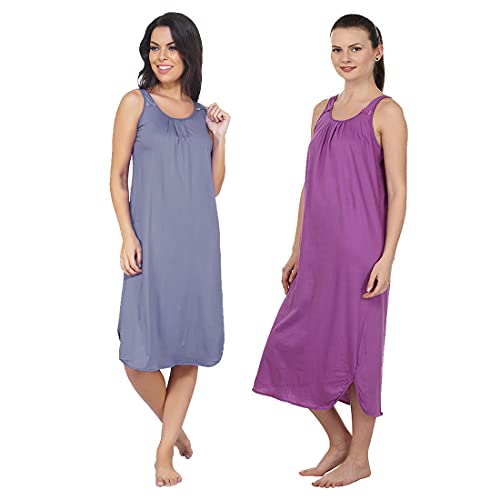 Image of BLAZON Women's Cotton Hosiery Solid Maxi Nighty Slip (Pack of 2) Available Sizes: S, M, L, XL, 2XL, 3XL, 4XL, 5XL