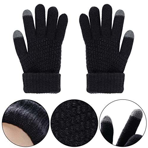 Obmwang Winter Warm Sets Knitted Beanie Hat Touch Screen Gloves Buffalo Plaid Scarf For Men Or Women Soft Stretch Hat Scarf And Mitten Set thumb #4