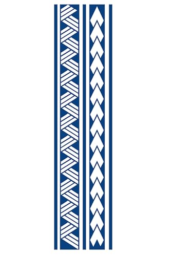 Image of Semipermanent Temporary Tattoo Stickers 20-25 days Lifespan For Men Women Boys & Girls Waterproof 3D Realistic Arm Band Hand Compass Tatto Sticker Blue Coloured Temp Watertransfer Tribal Armband Temporary Tattoo, Blue Geometric Pattern, Unisex Size-24X6.3cm GZBH-034