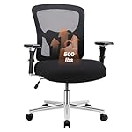 Sweetcrispy Ergonomic 500lbs Wide Heavy Duty Big and Tall Home Office Chair with Adjustable Lumbar Support and Wheels, 3D Armrest, for Adults