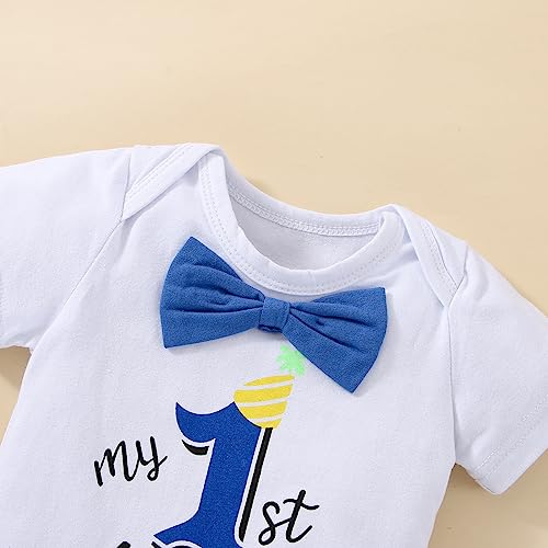 Baby Boy 1 year old First Birthday Clothes Infant Clothes Bow Tie Romper Pants Set Suspenders Cake Smash Outfits4