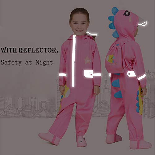 Kids Rain Poncho Rain Suit Raincoat Reflective Strips Long Sleeve Outdoor Sports Mudproof Windproof4