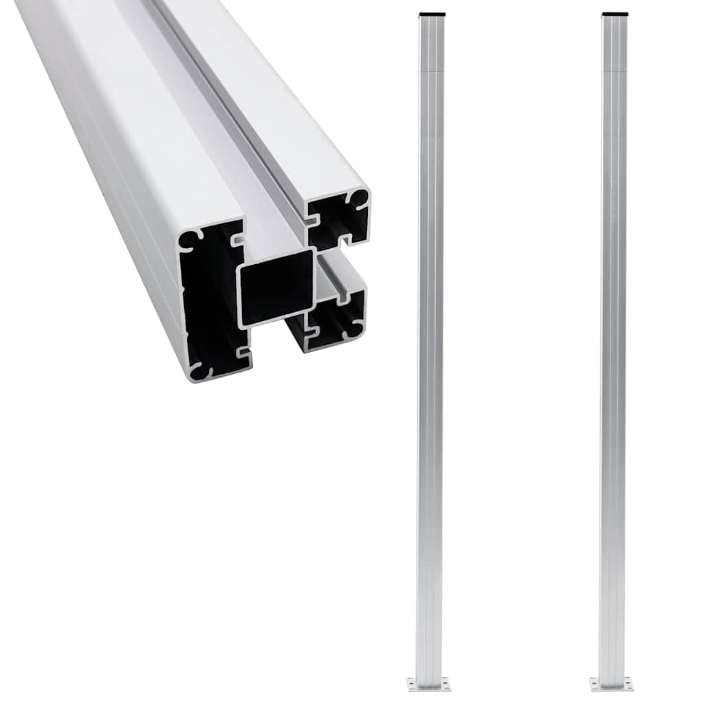 Pali per recinzione, 2 pezzi, in alluminio, 185 cm, con tappi e piedini in