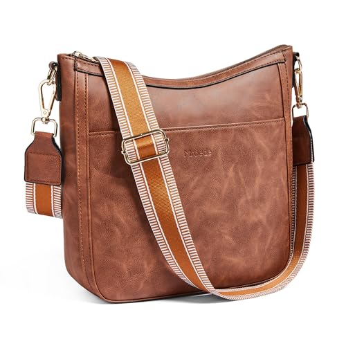 Image of Leather Crossbody Purse for Women Crossbody Bag for Daily Travel | Trendy Vegan Leather Medium Crossbody Purse with Adjustable Strap Women's Hobo Shoulder Handbags for Work