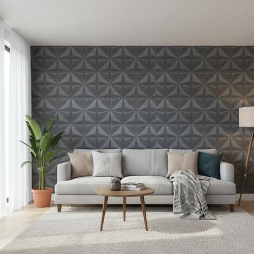 Image of Kayra Decor 3D PVC Wall Panel Bloom Design Gray Marble Color 19.7 inch x 19.7 inch (Pack of 12) - Covers 32.34 Sq. Ft.