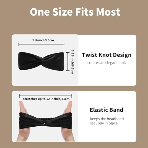 Image of ZLYC Mulberry Silk Headband for Women's Hair Elastic Hairband, Solid Black