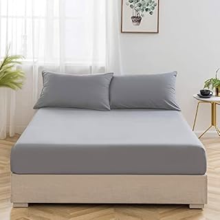 100% Brushed Cotton Bed Fitted Sheets Thermal Flannelette Deep 25cm Easy To Fit Elasticated Plain Dyed Sheet White Grey Single Double King Super King Bed Bedspread. (King, Grey)
