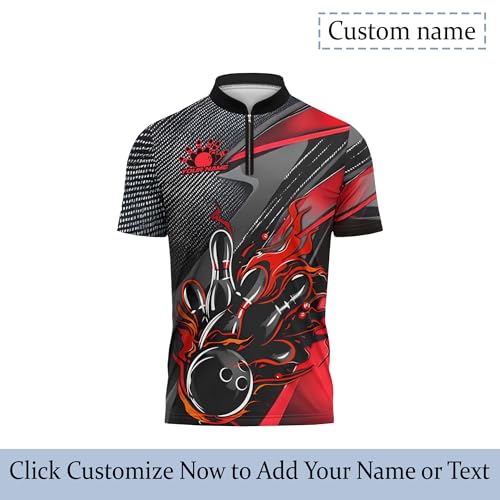 Bowling Lover Quarter Zip Jerseys with CA Bowling Spare Graphic Custom Zipper Tshirt Short Sleeve for Men Guys Boys2