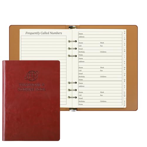 Carnet d'adresses de 600 entrées avec couverture rigide en cuir