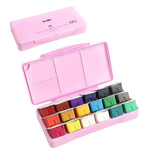 Kit de peinture gouache, 18 couleurs - design en coupes de gelée unique, avec mallette portable, parfait pour la peinture à l’huile, à l’acrylique et bien plus encore - 30 ml (Rose) Cover
