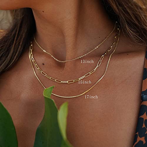 Image of Freekiss Layered Necklace Set for Women Stackable | Herringbone Snake Cuban Rope Chain, Dainty Choker, Layered Stackable, Non Tarnish, Hypoallergenic, Adjustable 14-18.5 inch