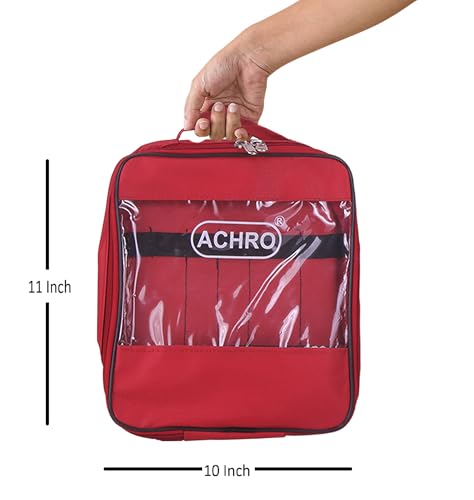 Image of ACHRO Tool Kit Pouch Multi Storage Tool Bag Easy to Carry Heavy Duty Tool Organiser for Electrician Plumber Technician and Repairman for All Your DIY Needs (RED)