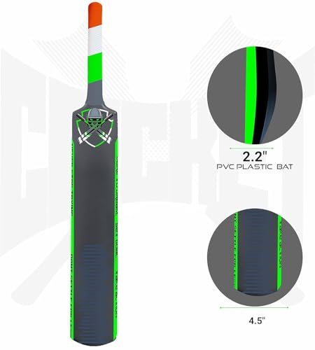 jaspo Cric Holic Lite Heavy Duty Plastic Cricket Bat Kit for Age 12+ | Includes 34” Bat, Ball & Stumps | Full Size-8 Combo for Kids, Teens & Beginners