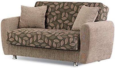 Beyan Signature Empire Furniture USA Chestnut 2016 Collection Convertible Sofa Bed with Storage Space and Includes 2 Pillows, Light Brown