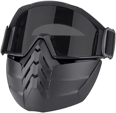 VPZENAR Airsoft Mask, Airsoft Face Mask and Goggles, Tactical Mask with Adjustable Elastic Headband Fit for Kids, Anti Fog Paintball Mask for Men, Protective Military Airsoft Accessories