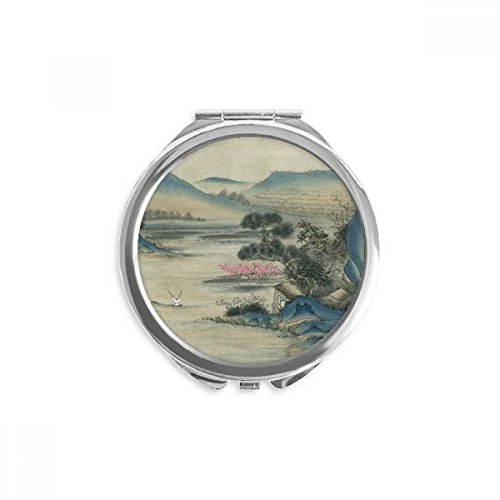 Miroir de poche peinture chinoise de colline cadeau maquillage