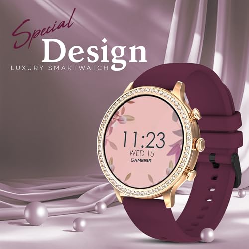 Image of GameSir GenDiva Smartwatch for Women with Bluetooth Calling, 1.69 inch AMOLED Display, 100+ Sports Modes, Health & Sleep Monitor, Voice Assistant, IP68 Waterproof, Long Battery Life,(Maroon)