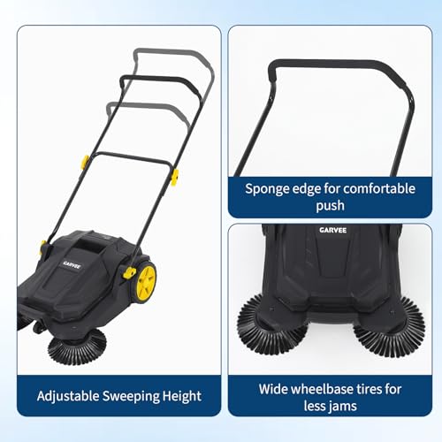 Image of Garvee 26 Inch Manual Push Floor Sweeper, Walk Behind Hand Push Floor Sweeper,5-Gallon Waste Container, Foldable Handle Industrial Shop Garage Outdoor Street Sweeper