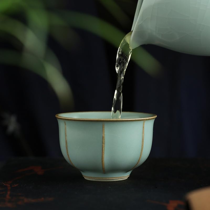 GSOUL Kungfu Tea cup Beige Ru Kiln Master Cup Home Ceramic Teacup Single Tasting Tea Kung Fu Set Personal Use Small Tea Cups