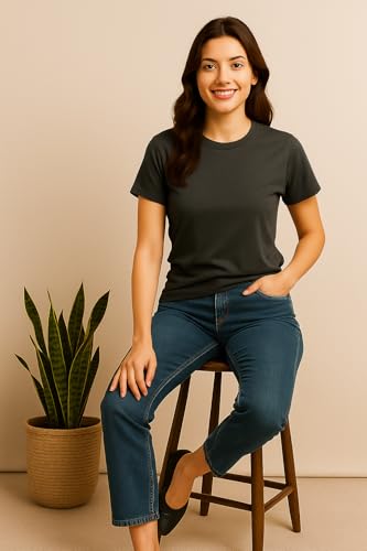 Image of Women's Solid Round Neck Half Sleeves Polyester T-Shirts, Moisture Wicking t-Shirt (Pack of 1)
