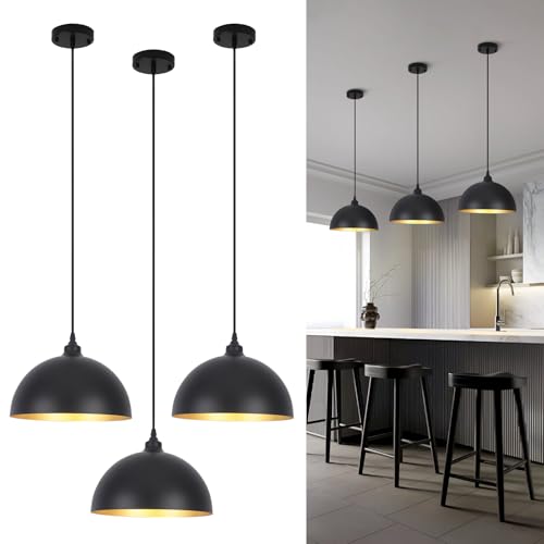 3-Pack Black Pendant Lights for Kitchen & Dining
