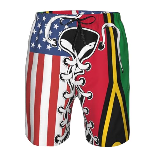 Drawcord Pantalones Cortos Bandera De Vanuatu De Estados Unidos Verano Swim Shorts Forro De Malla Traje De Baño Ajustable Pantalones Cortos De Natación para Surf, Correr, Entrenamiento XL