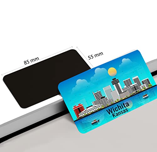 Image of dhcrafts Rectangular Rubber Fridge Magnet /Magnetic Card Blue Kansas Wichita Design Pack of 1 (8.6cm x 5.4cm)