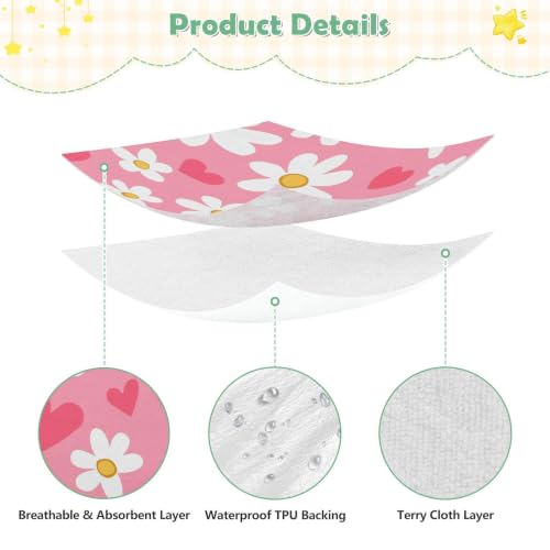 Drap de lit imperméable bébé pour des nuits calmes avec motifs marguerites 132x71 - 6
