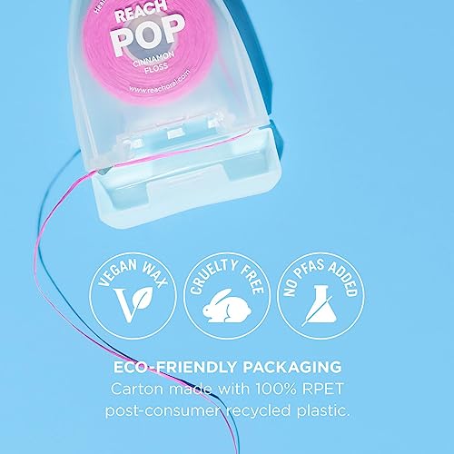 REACH-POP-Dental-Floss-Vegan-Wax-PFAS-Free-Durable-Shred-Resistant-Slides-Smoothly-Easily-Effective-Plaque-Removal-Pink-Color-Floss-Cinnamon-547-Yard