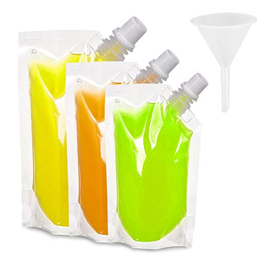 ✔ Design inferiore stand-up - Fintanto che la bevanda è confezionata nelle boccette di plastica, la parte inferiore della busta può essere aperta automaticamente e posizionata in posizione verticale. È molto comodo da posizionare.