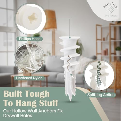 Image of Reinforced Nylon 66 Heavy Duty Wall Anchors for Furniture, 90lb, Bulk Pack for Remodel, Multi-Room Projects, 50 Wall Anchors for Drywall and 50 Drywall Screws, Hang Home Decor, Tv Mount, Wall Decor