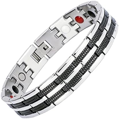 SXXGW Black Stainless Steel Bracelets Titanium Steel Bracelet for Men Bracelet for Women Adjustable(Black)