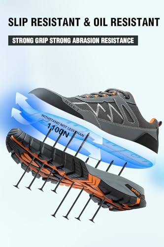 Image of Steel Toe Sneakers Comfortable Safety Shoes for Men Steel Toe Shoes for Women Slip On Construction Work Shoes