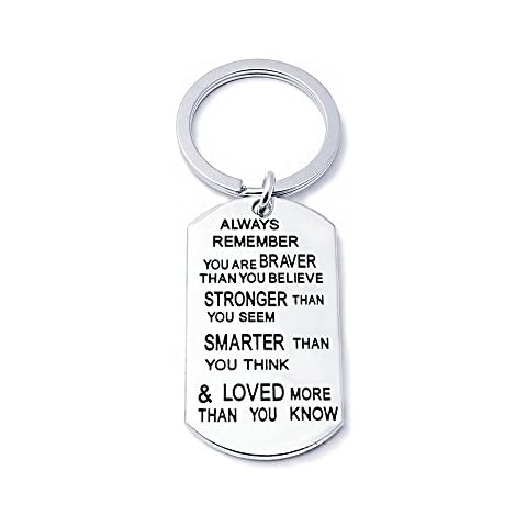 lauhonmin Stainless Steel Key Chain Ring You Are Braver Stronger Smarter Than You Think Pendant Family Friend Gift (Zinc Alloy) Cover