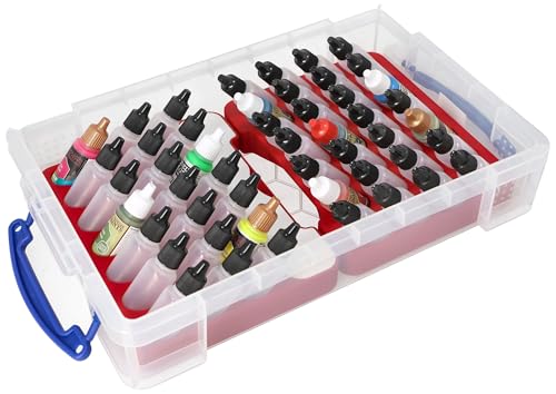 Organizador Feldherr Paint Racks para 49 pinturas con maletín contenedor rígido transparente