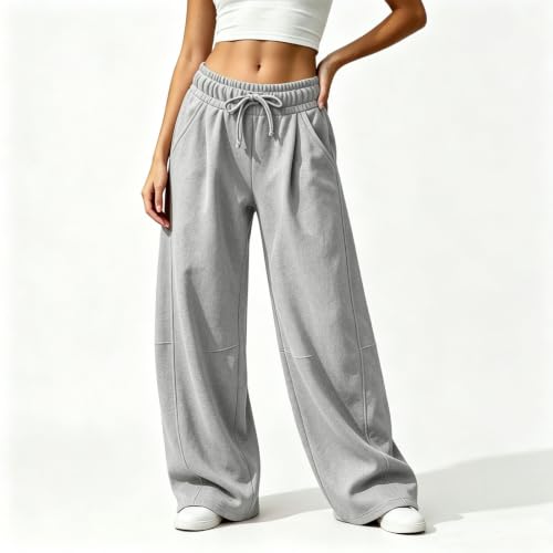Barrel Sweatpants Women Fleece Cute Baggy Wide Leg Sweat Pants with Pockets - image 4