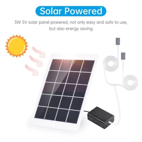 Bomba de aire solar 5V y kit oxigenador de acuario con piedras dobles para aireación exterior 3