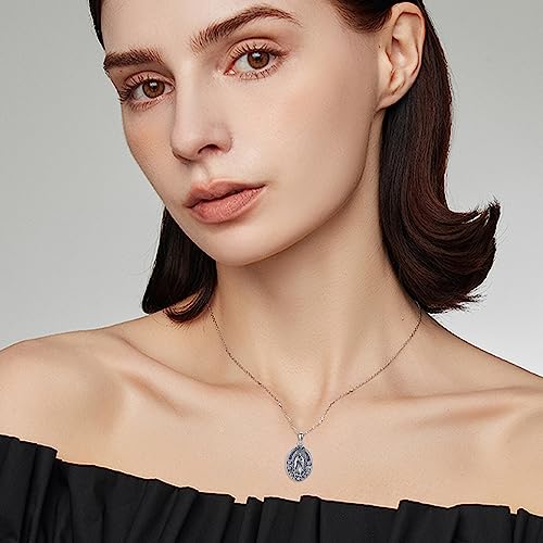 YAFEINI Virgen De Guadalupe Necklace 925 Sterling Silver Mother Mary Necklace Virgencita Jewelry Thanksgiving Day Gifts for Women2