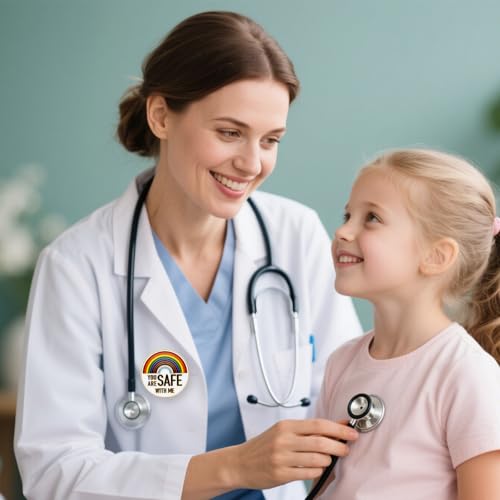 Image of 4PCS You Are Safe with Me Pins,Pride Pins,LGBTQ Safe Pin,Rainbow Ally Pin,Enamel Pins Accessories Doctor Nurse Medical Students for Backpack Clothing Hat Decoration