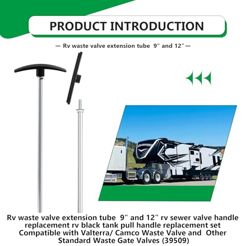 Image of Rv Waste Valve Extension Tube 9 inch and 12 inch,rv Sewer Valve Handle,4-Pack | Compatible with Valterra /Camco Waste Valve and Other Standard Waste Gate Valves