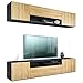 Vladon Mueble de Pared Mogan, Cuerpo en Negro Mate/Frentes en Roble Natural