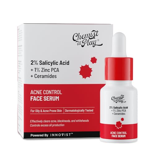 Chemist At Play 2% Salicylic Acid Face Serum | Treats Active Acne | Controls Excess Oil | Fades Acne Marks | Improves Skin Texture | 10ml