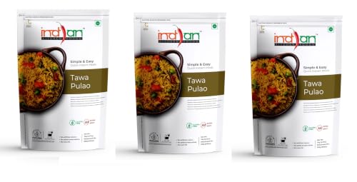 Image of Indian Kitchen Foods Instant Tawa Pulao - Freeze Dried, Gluten-Free, Ready-to-Eat Indian Vegetarian Meal - Pack of 3