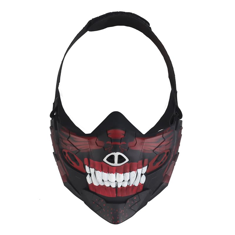 Outdoor Airsoft Shooting Face Protection Gear Tactical Half Face Halloween Cosplay Skull Mask - Red