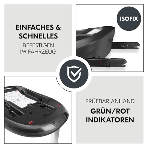 hauck i-Size Isofix Basisstation Kompatibel mit Drive N Care Babyschale, Getestet nach UN ECE R129, Einfaches Befestigen von Basisstation & Babyautositz mit Grün/Rot Sicherheitsindikatoren (Schwarz)