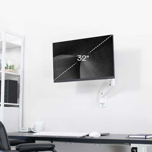 Image of VIVO Single Monitor Counterbalance Wall Mount for 32 inch Screens up to 19.8 lbs, Full Motion, Max VESA 100x100, White, MOUNT-V001GW