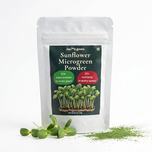 Image of Sunflower Microgreens Powder 30g Plant Based Greens Superfood | Complete Plant Protein >51% per gram | Vegan Green Powder | Rich in Vitamins B1-B9 | Rich in Potassium and Magnesium| No Additives