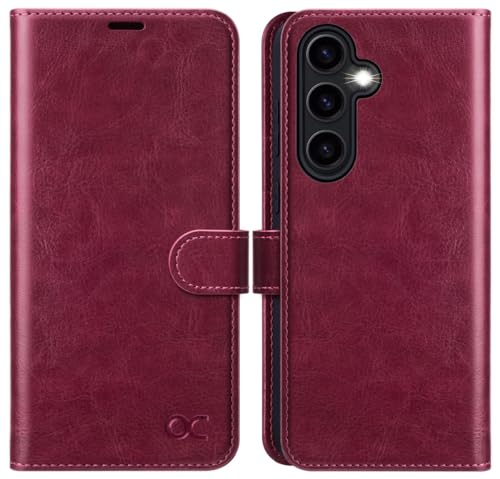 OCASE Compatible with Samsung Galaxy A55 Wallet Case, PU Leather Flip Folio Case with Card Holders RFID Blocking Kickstand [Shockproof TPU Inner Shell] Phone Cover (2024), Burgundy