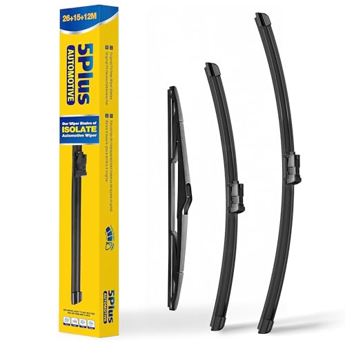 Image of Wipers Replacement for Ford Fiesta 2009-2019 Windshield Wiper Blades,26 inch+15 inch Windshield Wipers with 12 inch Rear Wiper Blade - Factory Fit & All-Season OEM Quality (Pack of 3)